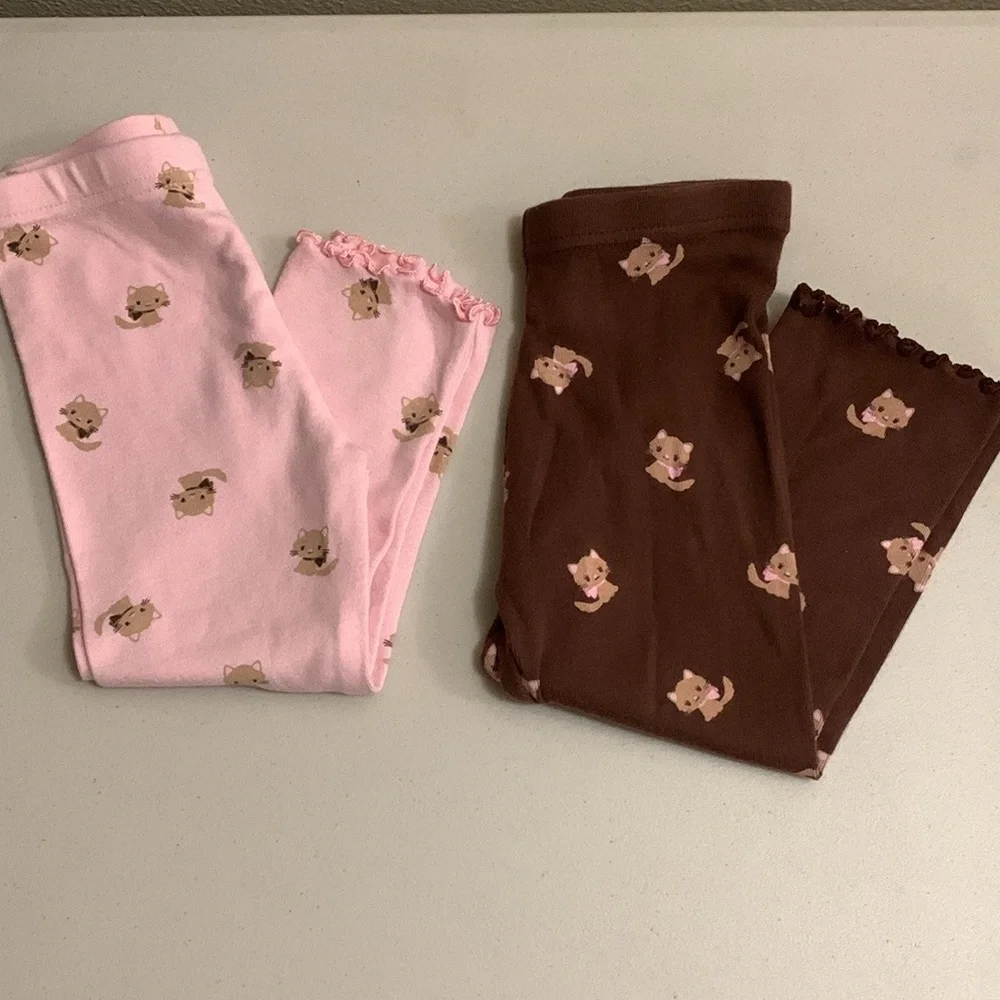 Gymboree Kitty Glamour Leggings Lot-Pink and Brown-Size 18-24 Months Cotton